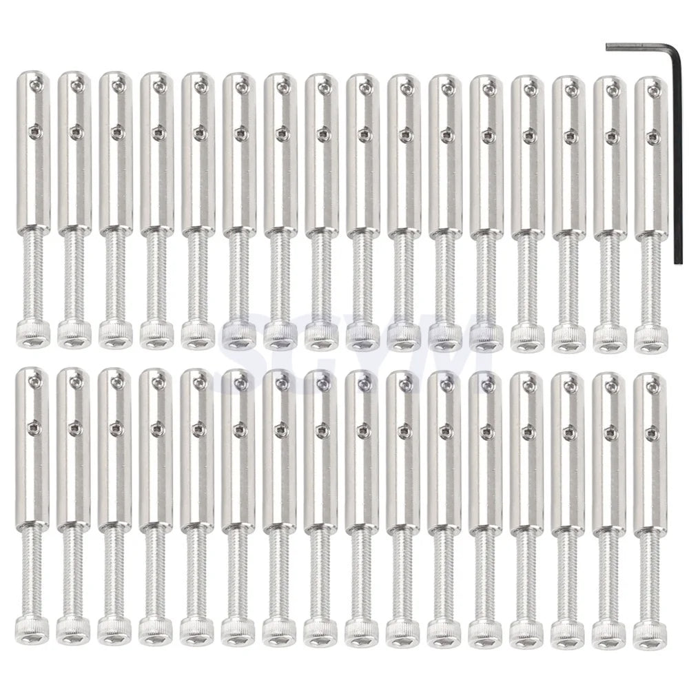 32pcs Wire Rope 4mm Handscrew Clamp Lock  Threaded Hexgonal Head Cable 5/32'' Tension End Fitting  for Stair Deck