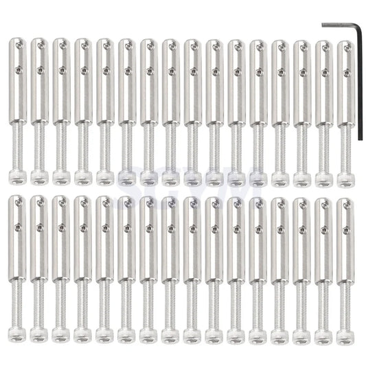 32pcs Wire Rope 4mm Handscrew Clamp Lock  Threaded Hexgonal Head Cable 5/32'' Tension End Fitting  for Stair Deck