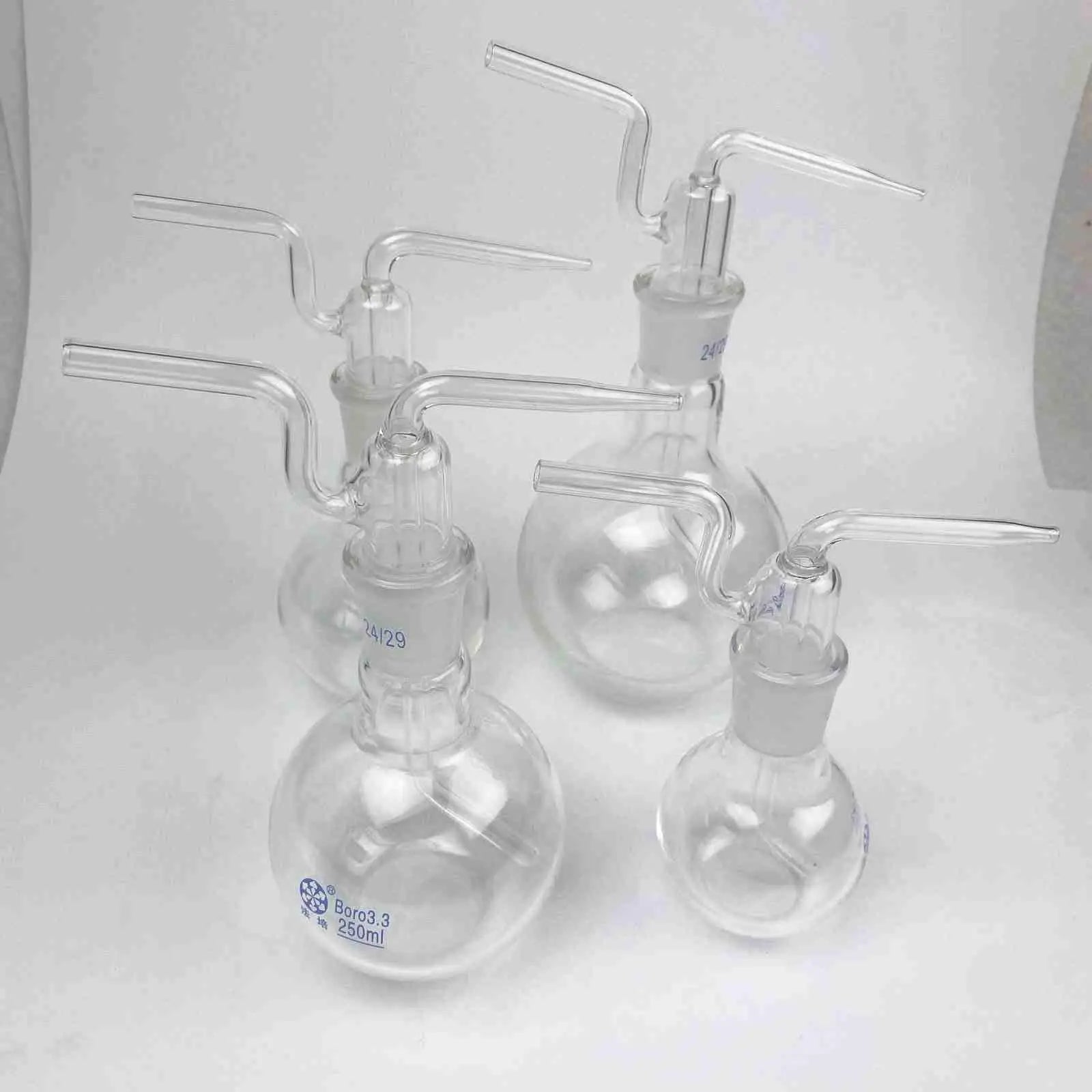 100ml 150ml 250ml 500ml Conical Ground Mouth Flat Flush Flask Lab Borosilicate Glass Gas Washing Bottle - KiwisLove