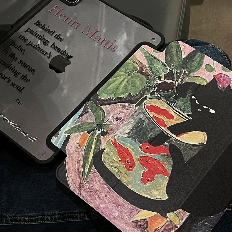 Graffiti Cat Case For iPad 10.2 9th 8th 7th A16 11th 2025 2024 Air11 13 inch Pro11 13 M4 Air4 5 10.9 10.5 IPad10 Pro12.9 5th 6th