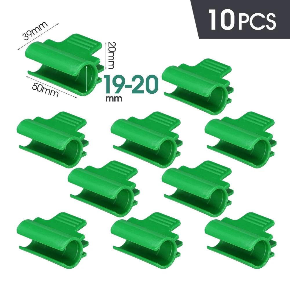10PCS 5-20mm Thickened Greenhouse Film Plant Support Clamps Garden Shed Row Cover Net Tunnel Hoop Plastic Green Sunshade Frame
