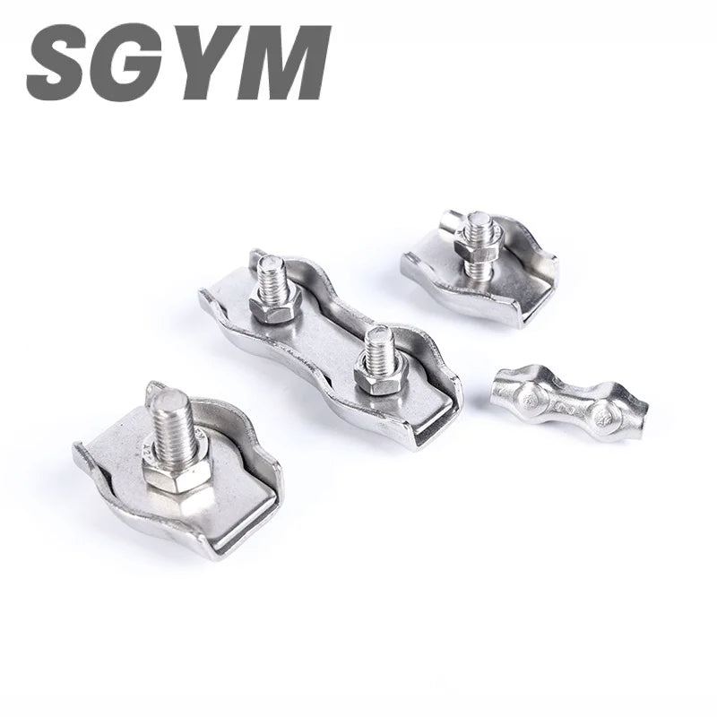 5/12 pcs M2 M3 M4 M5 M6 M8 304Stainless Steel Simplex/Double Post Bolt Clip Wire Rope Cable Clamp Caliper Rope Simple Grip