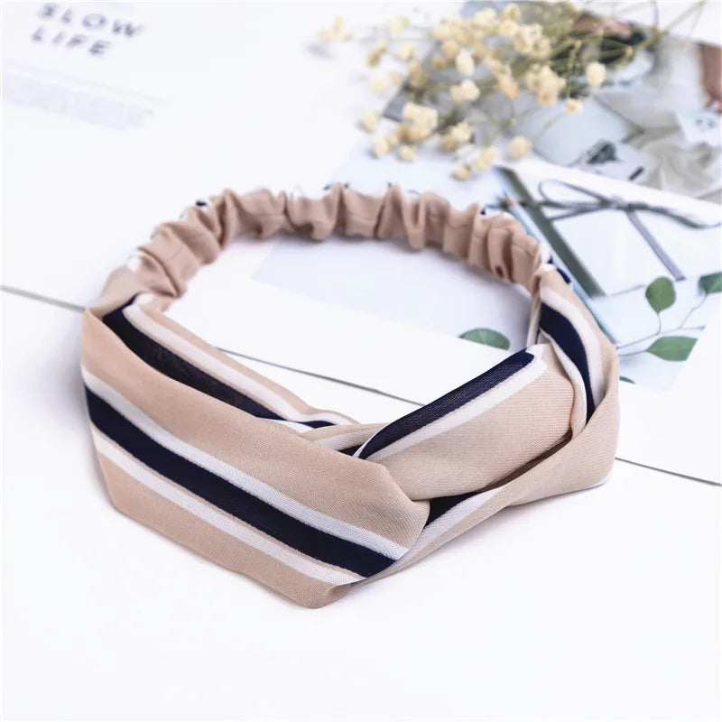 Fashion Women Girls Summer Bohemian Hair Bands Print Headbands Vintage Cross Turban Bandage Bandanas HairBands Hair Accessories