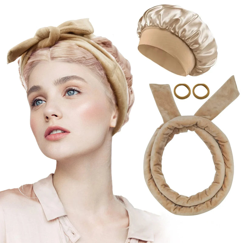 Sleeping Cap Heatless Curle Rod No Heat Ribbon Lazy Hair Curlers Headband Hair Rollers Sleeping Soft Headband Hair Styling Tools - KiwisLove