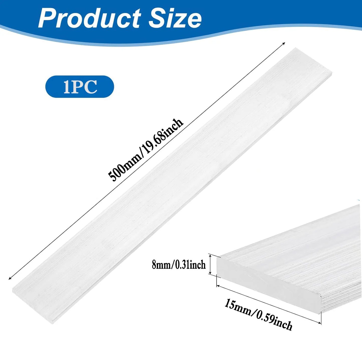 1pcs 500mm 6061 Aluminum Flat Bar Solides Rectangular Metal Plate Strip for DIY/Machining/Construction
