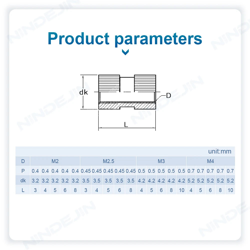 NINDEJIN 450/500pcs Brass Insert Nuts Kit Female Threaded Insert Set Knurled Nuts Assortment Kit