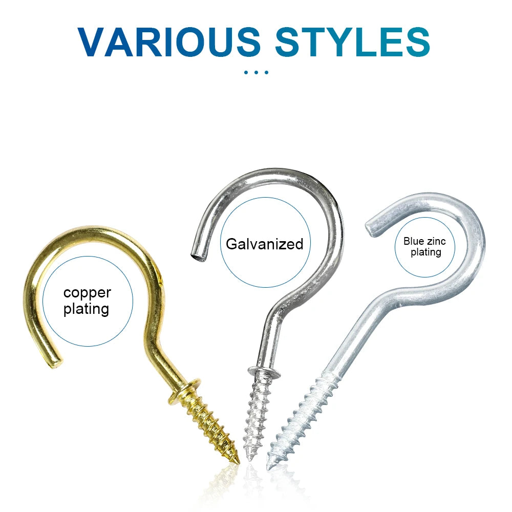 NINDEJIN 5-50pcs Ceiling Screw Hooks Copper Nickel Plated Wall Hanging Screws Kitchen Cup Hook for for Hanging Plants - KiwisLove