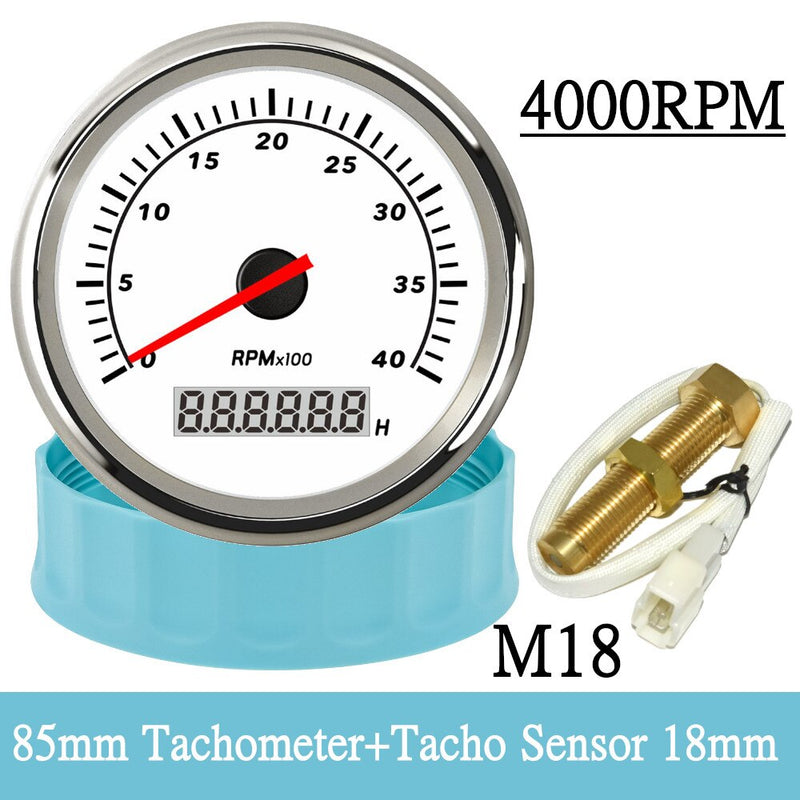 85mm 12/24V Car Boat Tachometer Marine Ship Tacho Meter 3000 RPM 4K/6K/7K/8K Sensor Gauge For Diesel Gasoline Engine Outboard - KiwisLove