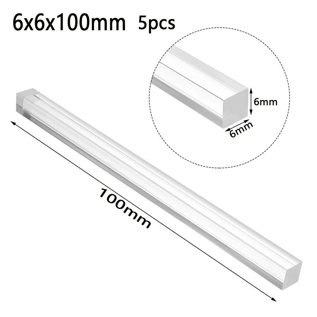 1-10pcs Acrylic square rod, hyaline plastic rod, acrylic rod Length 100-500mm DIY craft architectural model material