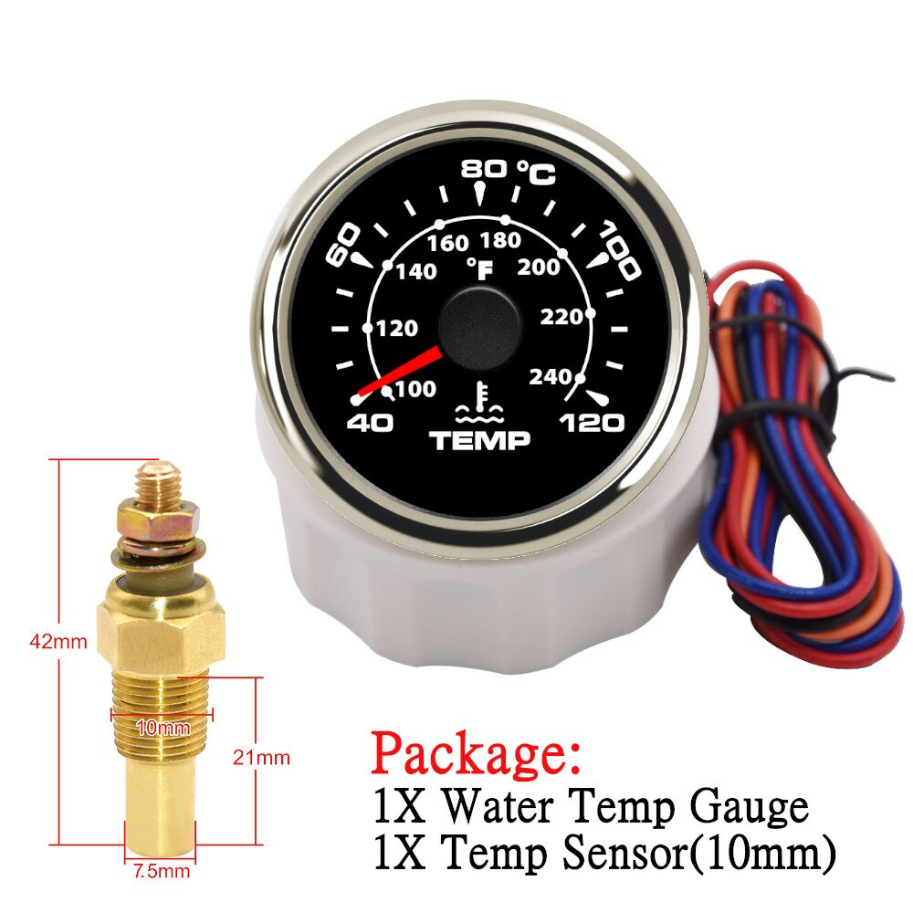 10mm 14mm 17mm 21mm Temperature Sensor + 52mm Water Temperature Gauge Universal for Boat Car Auto Motorcycle Thermometer - KiwisLove