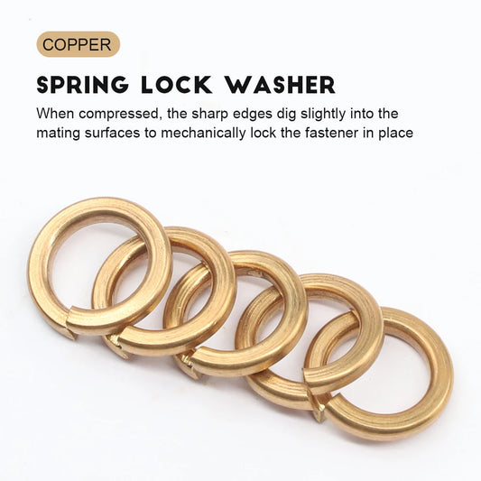 NINDEJIN Single Coil Spring Lock Washer for Assembly M2 M2.5 M3 M4 M5 M6 M8 M10 Copper Spring Split Lock Washer GB94 - KiwisLove