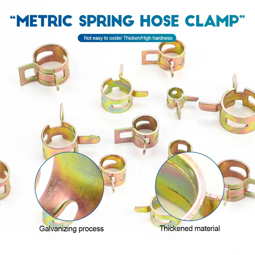 NINDEJIN 20pcs Spring Hose Clamp Fuel Pipe Water Pipe Clamp Silicone Vacuum Hose Pipe M6-M15 Zinc Plated Thicken Clip Fastener - KiwisLove