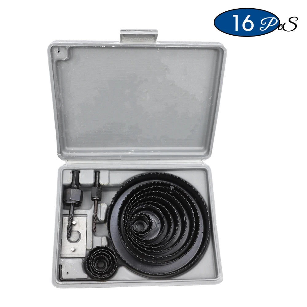 NINDEJIN 8/11/16pcs Hole Saw Kit #50 steel 19-127mm Hole Cutter Drill Bit Tool Hole Saw Set for Wood Plastic Wood Cutter - KiwisLove