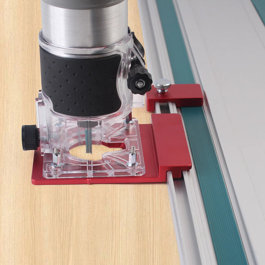 1Set Guide Rail Adapter, Straight Line Milling Groove Aluminum Alloy Auxiliary Bracket with limiter Compatible Most Router