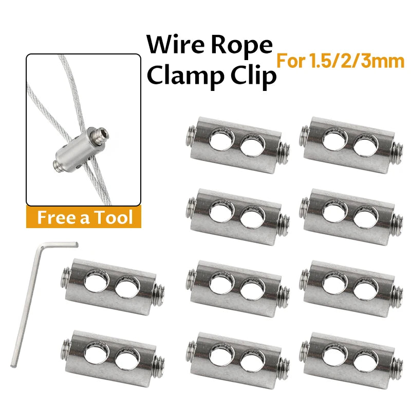 10/50/100PCS For 1.5/2/3mm Wire rope Clip Clamp Cable Fastener Adjustable Screw Copper Metal Fixture Sling Fixing Accessories