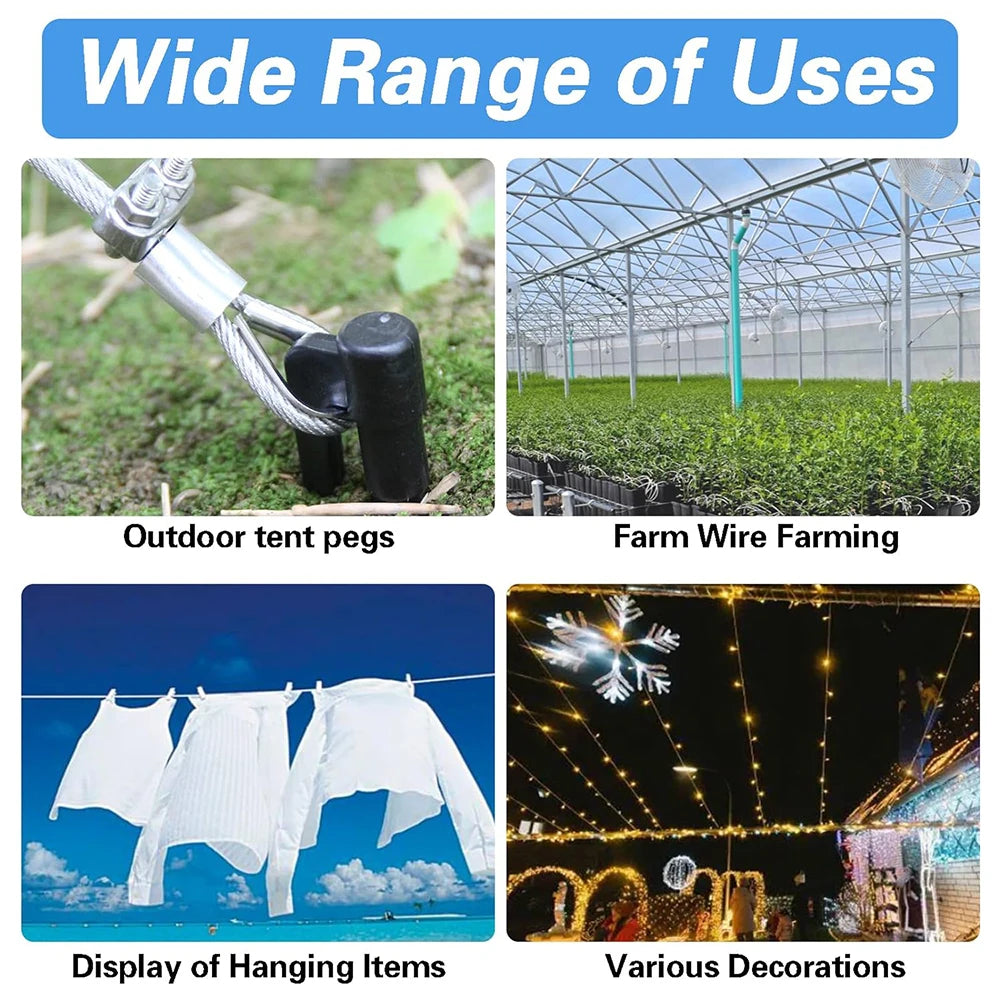 200FT 1/8'' 304 Stainless Steel  Garden Wire Turnbuckle Tensioner Kit Vinyl Coated 3mm Cable Wire For Garden