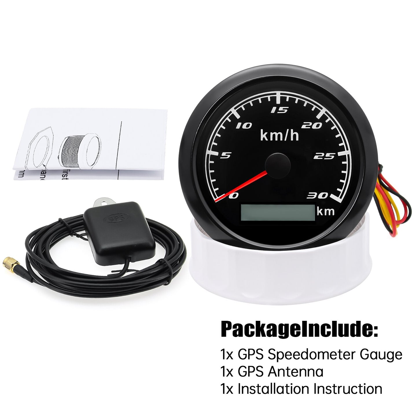 Waterproof 85mm Universal GPS Speedometer Pointer LCD Display Odometer 120km/h 60km/h 30km/h for 12V 24V Car Motorcycle Boat - KiwisLove