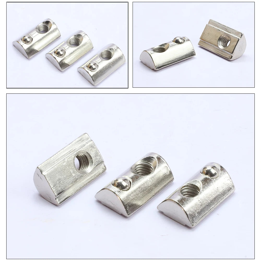 NINDEJIN Sliding T Slot Nuts Spring Ball Loaded Carbon Steel Roll-in T Nuts for 3D Printer 20 30 40 45 Series Aluminum Profile