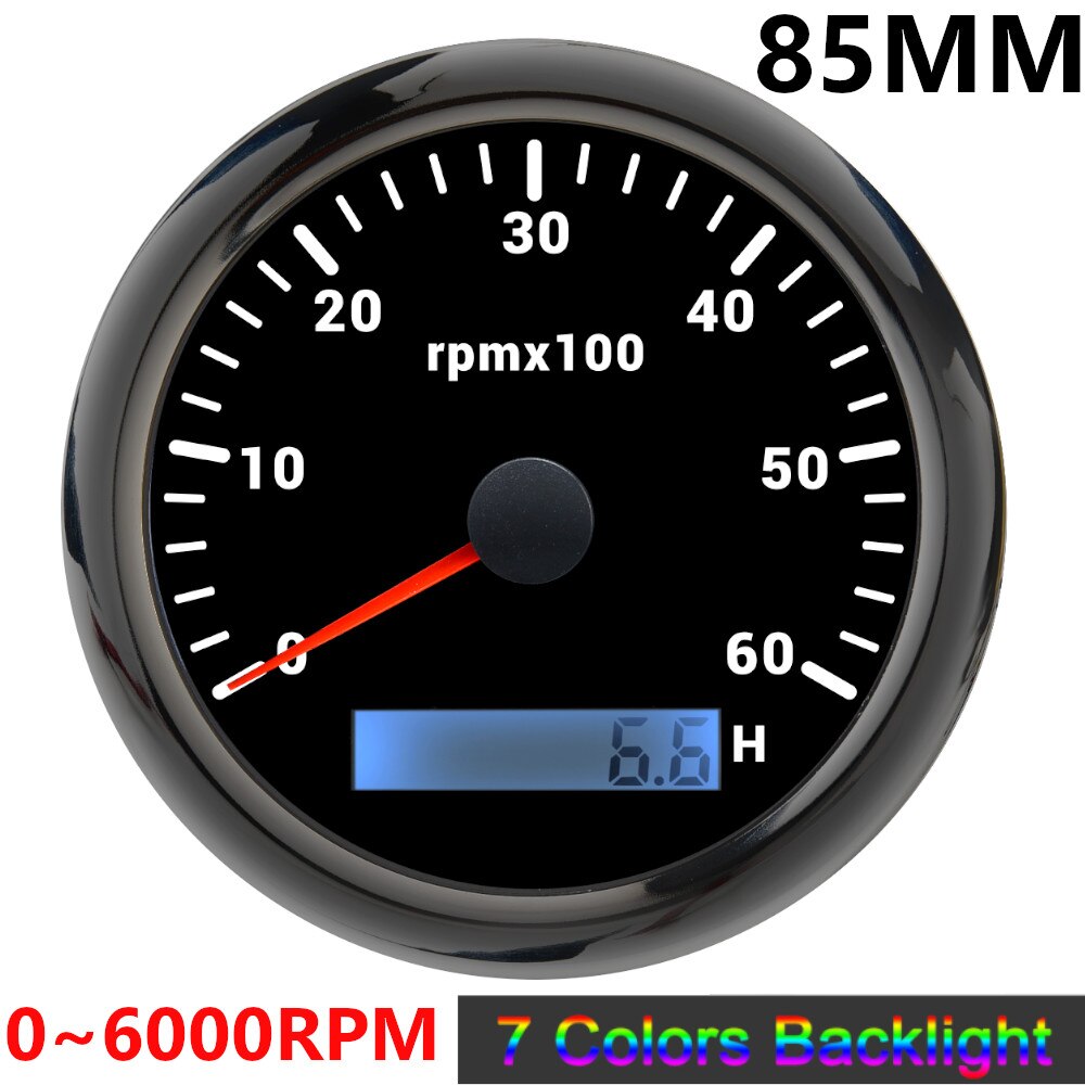 4000 6000 8000 RPM Tachometer Tacho Meter Gauge Hourmeter 7 Colors Backlight 12V/24V 85mm Toerenteller Hour Meter Sensor M16 M18 - KiwisLove