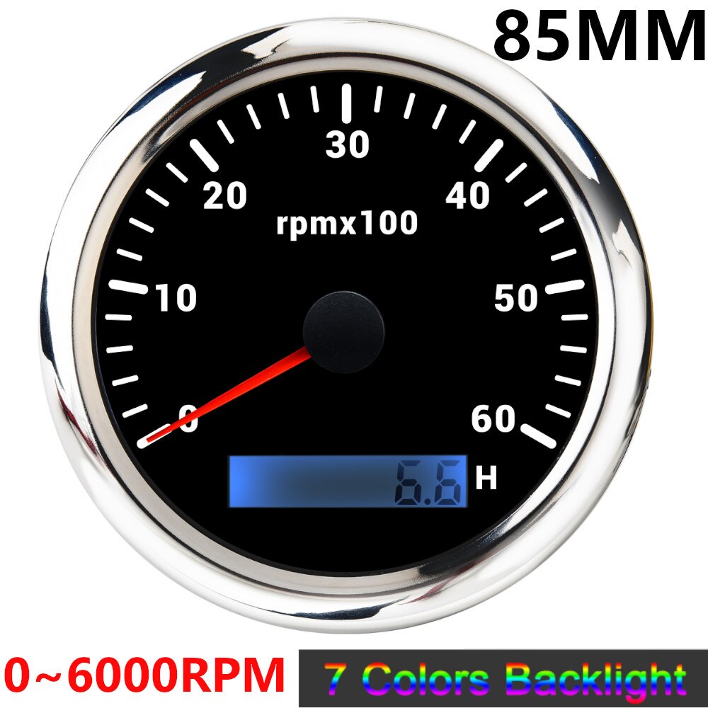 4000 6000 8000 RPM Tachometer Tacho Meter Gauge Hourmeter 7 Colors Backlight 12V/24V 85mm Toerenteller Hour Meter Sensor M16 M18 - KiwisLove