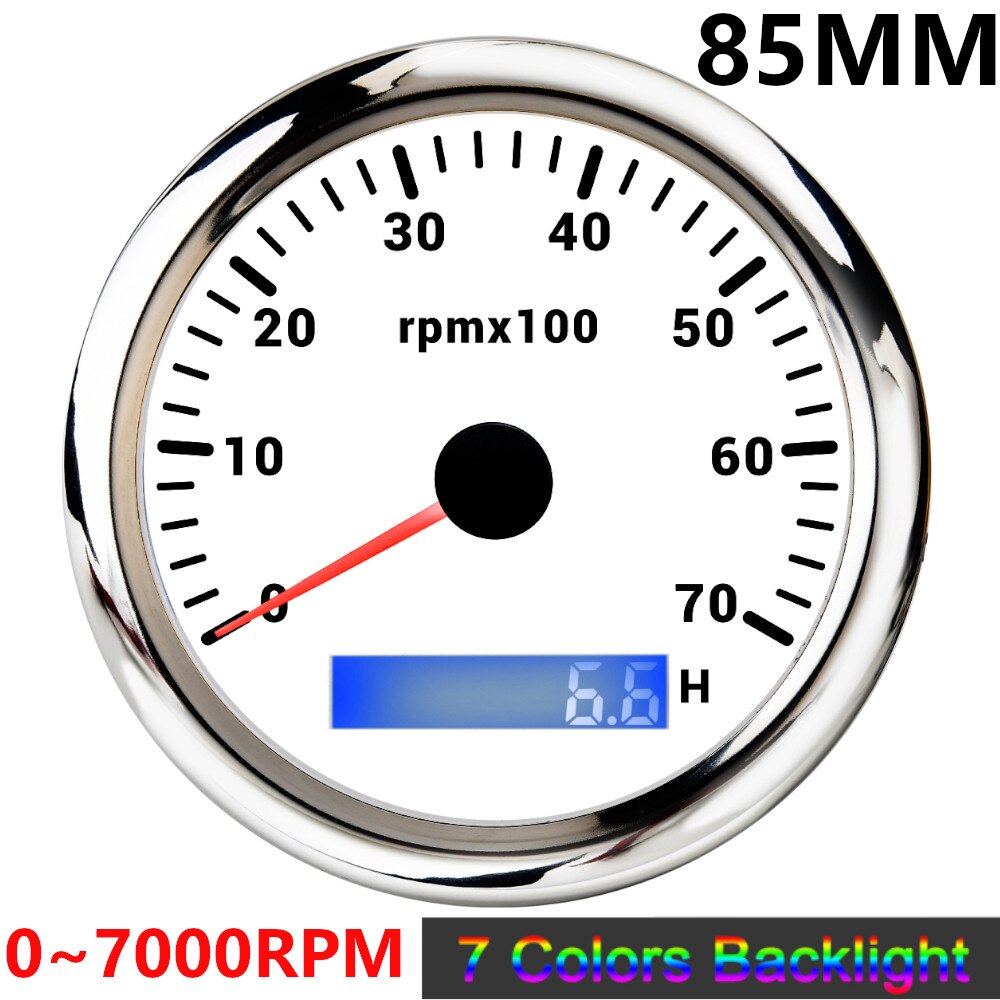 HD 7 Colors Backlight 85mm Tachometer Gauge Marine Boat RPM Meter Gauge LCD Tacho Digital Hour Meter 3K~8K For Car Truck 9-32V - KiwisLove