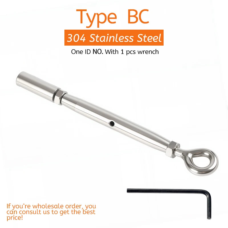 1pcs 304 Stainless Steel Cable Railing Thread Fittings Wire Rope Tensioner Receiver Terminal End Toggle Anchor Cross Clip Clamp