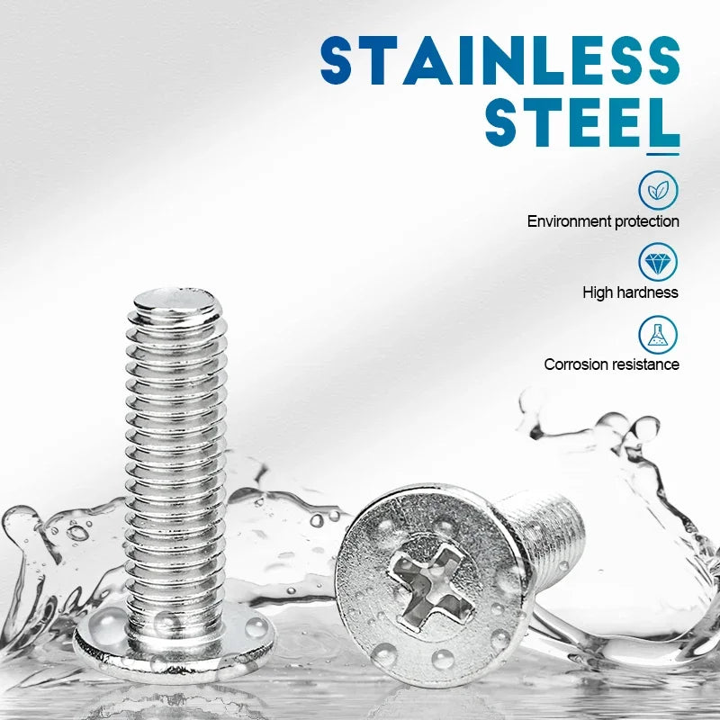 NINDEJIN Cross Ultra Thin Flat Head Laptop Screw M2 M3 M4 M5 M6 M8 Stainless Steel Wafer Head Phillips Machine Screw for Lenovo