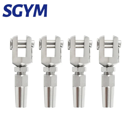 4PCS  6mm Wire Rope 316 Stainless Steel Swageless Fork/Jaw Terminal Cable Railing DIY Fitting Quick Installation Marine Grade