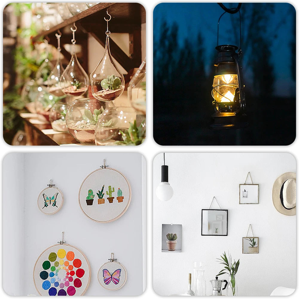 NINDEJIN 66pcs Heavy-duty Screw Hooks Kit Carbon Steel Screw-in Hook Hanger Ceil Cup Hook for Hanging Mug Plant Decorative Screw