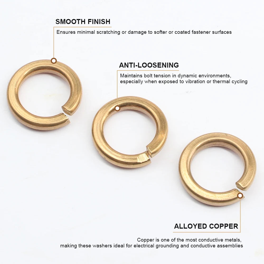 NINDEJIN Single Coil Spring Lock Washer for Assembly M2 M2.5 M3 M4 M5 M6 M8 M10 Copper Spring Split Lock Washer GB94 - KiwisLove