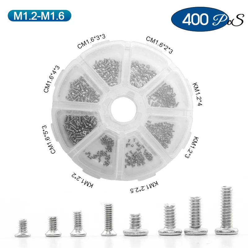 NINDEJIN Cross Mini Laptop Computer Screw Kit Nickel Plated M1 M1.2 M1.4 M1.7 M2 M2.5 Phillips Small Electronic Screw Set