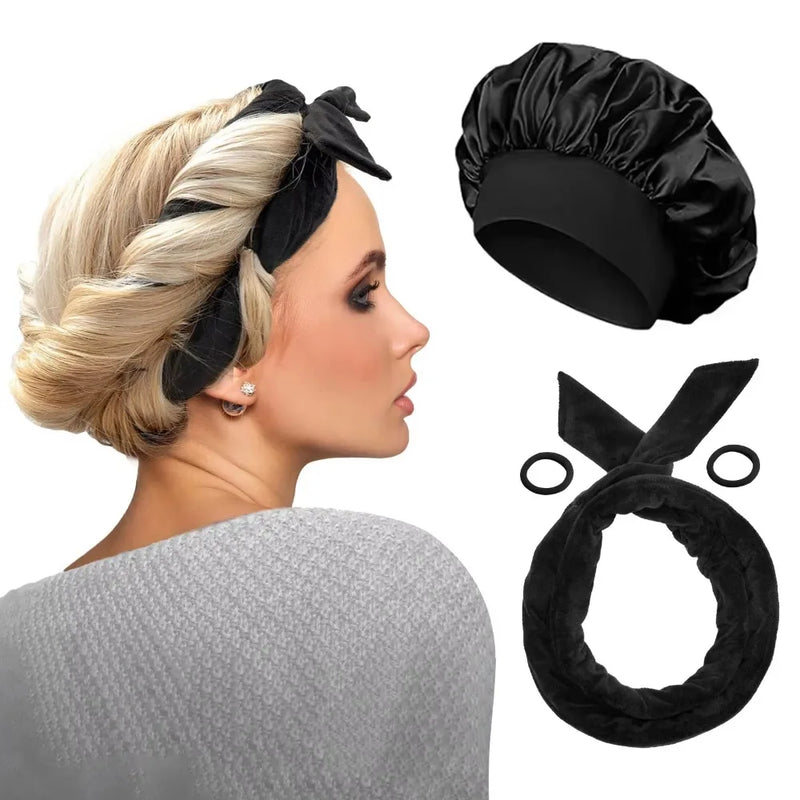 Sleeping Cap Heatless Curle Rod No Heat Ribbon Lazy Hair Curlers Headband Hair Rollers Sleeping Soft Headband Hair Styling Tools - KiwisLove