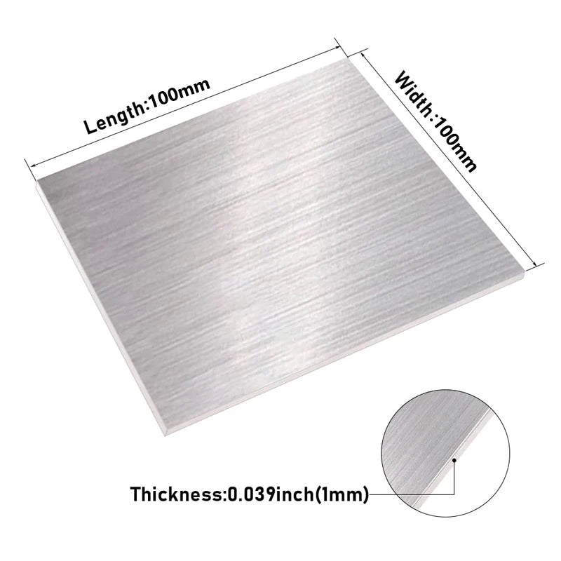 1pcs Stainless Steel Square Sheet Plate Thickness 0.2/0.3/0.5/0.8-3mm Flat Brushed Metal Polished Plate 100x100 150x150 200x200