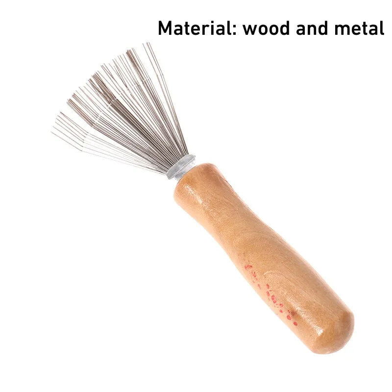 1PCS Wooden Comb Cleaner Delicate Cleaning Removable Hair Brush Comb Cleaner Tool Handle Embeded Tool - KiwisLove