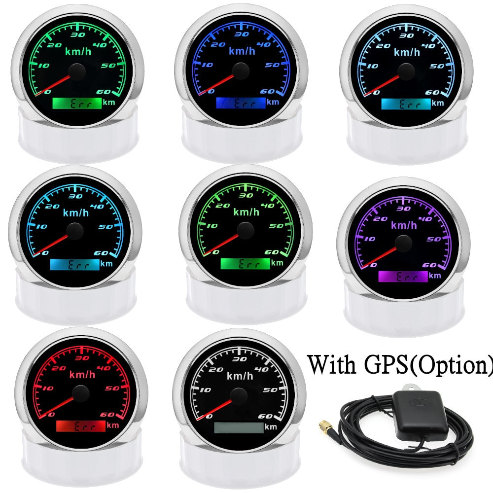 Universal 85mm GPS Speedometer Digital Gauge 30 60 120 200 KMH Odometer For Marine Boat Car ATV With GPS Antenna Red Backlight - KiwisLove