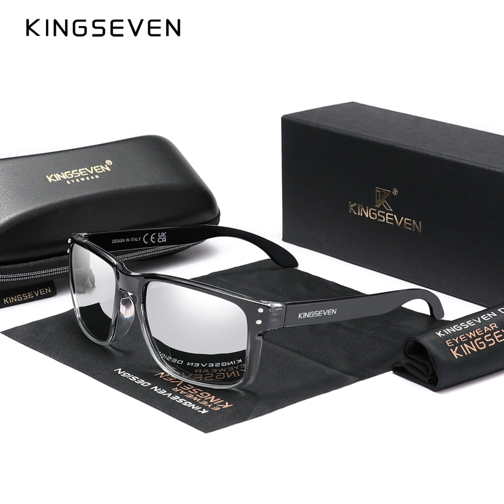Genuine KINGSEVEN Brand Square Retro TR90 Polarized Sunglasses Women Men Carbon Fiber Pattern Design Outdoor Sports Eyewear - KiwisLove