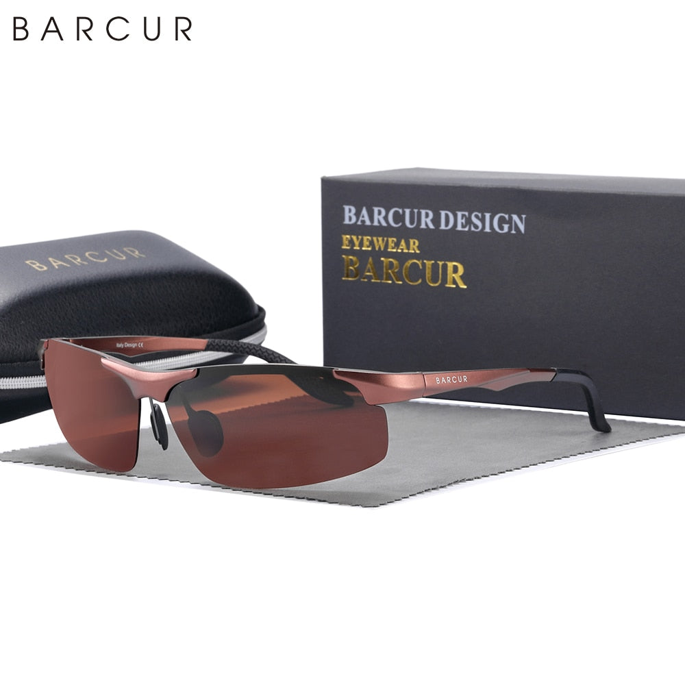 BARCUR Aluminium Magnesium Sunglasses for Men Polarized UVA&B Protection Photochromic Ultralight Sun Glasses Sports Eyewear - KiwisLove