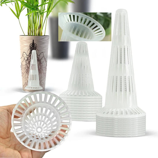 10pcs Plastic Leakproof Cup Flower Pot Bonsai Pot Conical Bottom Net Bottom Coniform Grid Mat Breathable Cup Prevent Soil Loss