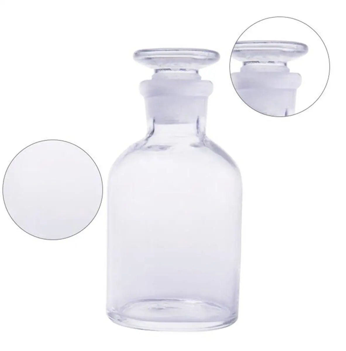 30ml/60ml/125ml/500ml/1000ml/2500ml Glass Reagent Bottle Ground-in Glass Stopper Narrow Mouth Transparent - KiwisLove