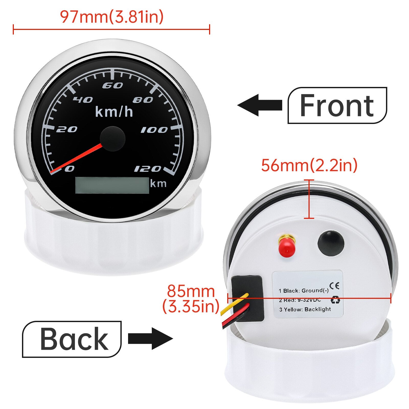 85MM GPS Speedometer 30/60/120/200/300 Kmh Waterproof Boat Car Truck Speed Gauge Meter With GPS Antenna For Marine Boat Motor - KiwisLove