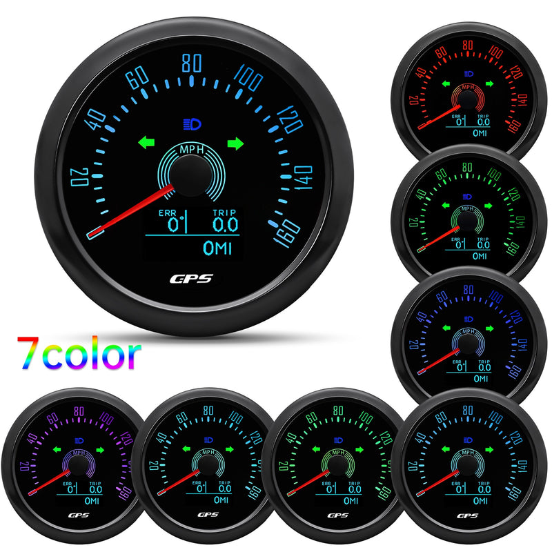 85mn Digital Odometer 0-160 MPH Odometer Gauge GPS Speedometer 7 Color With Antenna For Motorcycle Boat Car Speed Trip ODO COG - KiwisLove