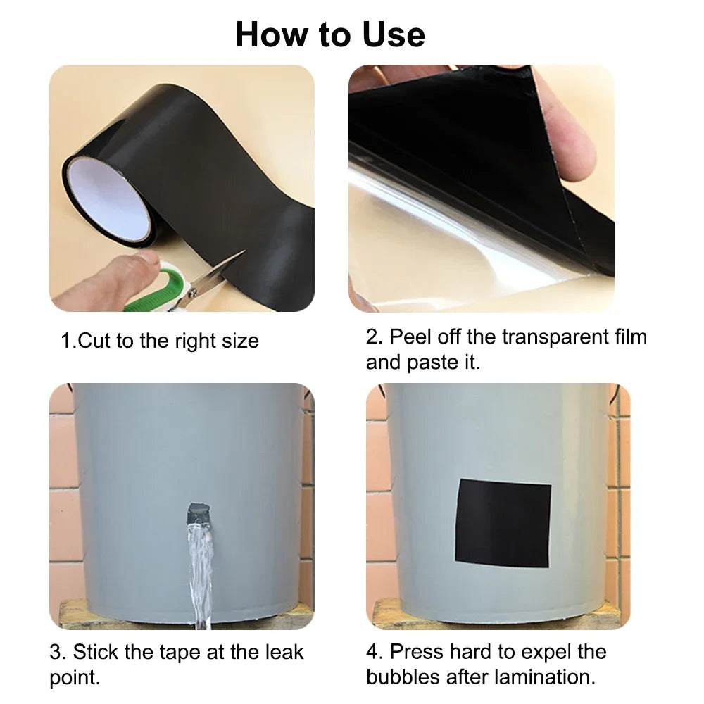 5/10cm PVC Leak Repair Tape Waterproof Pipe Patch for Cracks&Holes Butyl Glue Long Lasting Seal Emergency Leak Stopper Tool