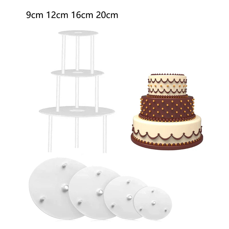 Plastic Cake Dowel Rods Set White Cake Sticks Support Rods Separator Plates Multilayer Cake Stand Suspended Gasket