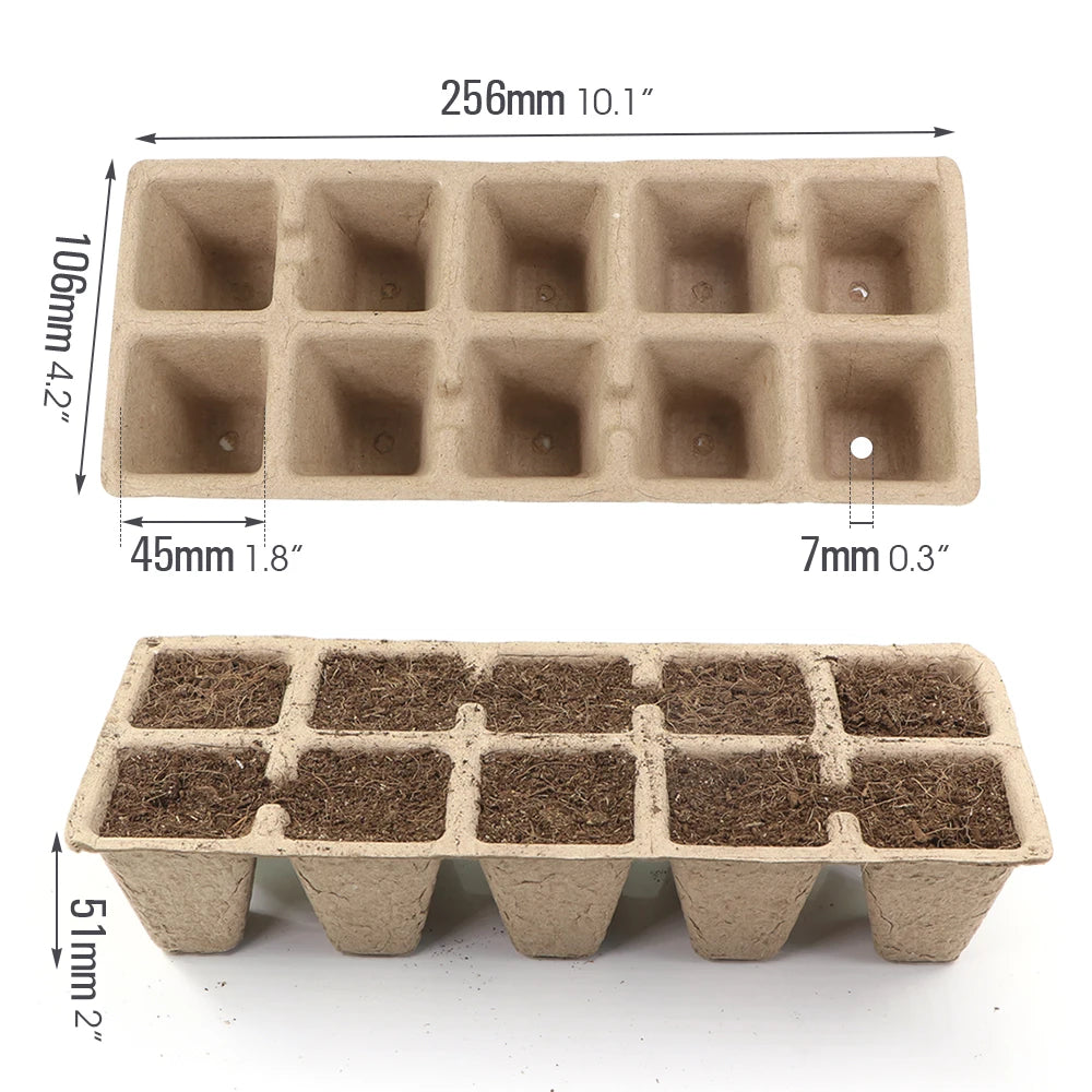 5/10pcs 10-Hole Peat Pots Seed Starter Trays Germination Trays Biodegradable Seedlings Container Plant Starting Kits Garden Acce