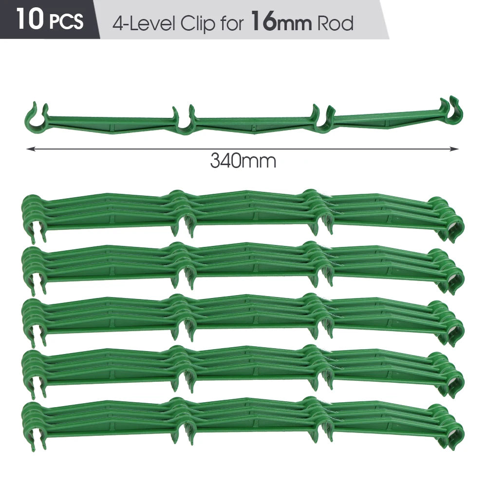 10PCS Durable 8/11/16mm Plant Support Pole Gardens Splice Frame Green Plastic Indoor Balcony Outdoor Climbing Vines Multilayer