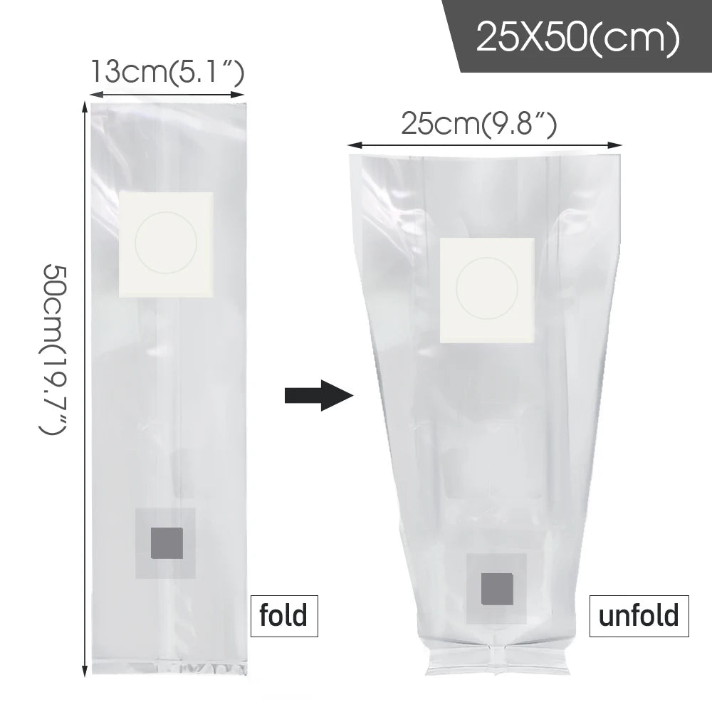 10pcs PP Sterilized Hydrated Grain Bag w/Self-Healing Injection Port 0.2μm Filter Patch Autoclaving Substrate Mushroom Spawn Bag