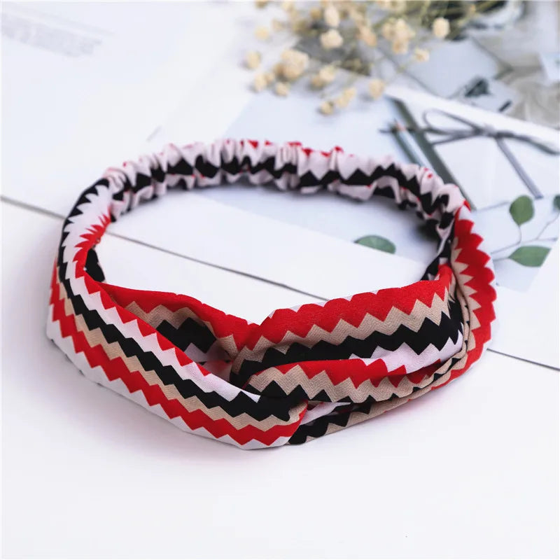 Fashion Women Girls Summer Bohemian Hair Bands Print Headbands Vintage Cross Turban Bandage Bandanas HairBands Hair Accessories