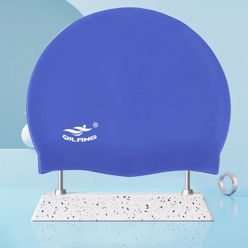 Waterproof Silicone Swim Caps Women Men High Elastic Flexible Protect Ears Hair Swimming Pool Hat for Adults Children Girls Boys