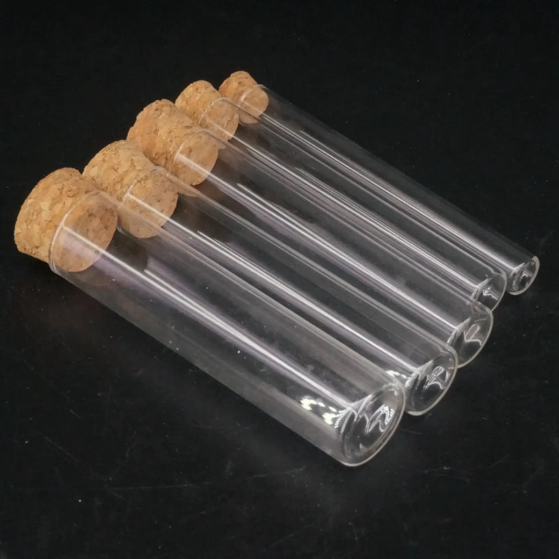 5pcs Oute Diameter 12mm 15MM 18MM 20MM 25MM 30MM 35MM 40mm Lab Glass Test Tube Flat Bottom With Wood Stopper Thermostability - KiwisLove