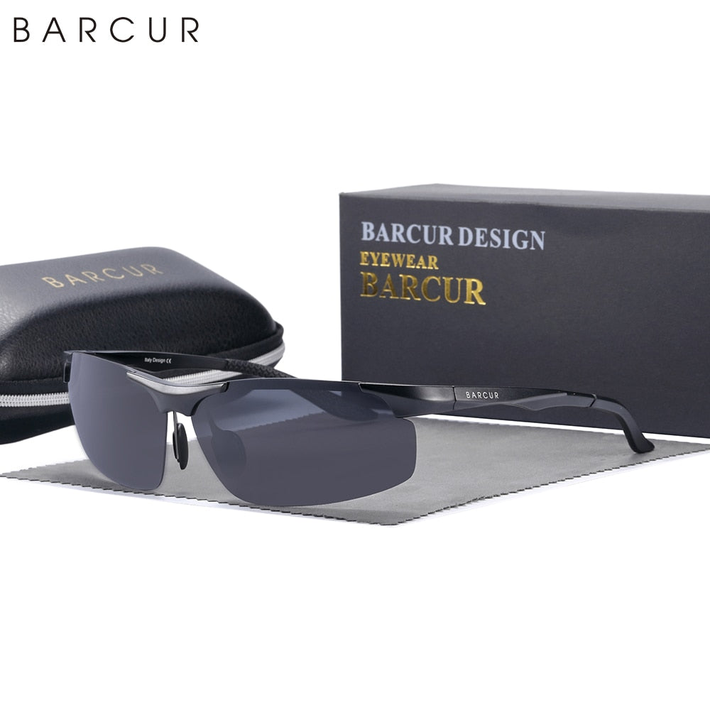 BARCUR Aluminium Magnesium Sunglasses for Men Polarized UVA&B Protection Photochromic Ultralight Sun Glasses Sports Eyewear - KiwisLove